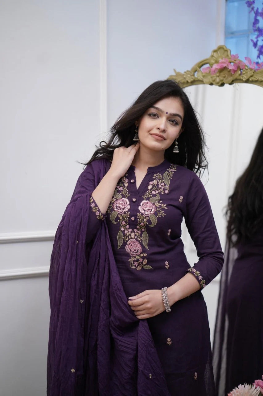 Biba Beautiful Pure Cotton Super Dying Embroidery Suit