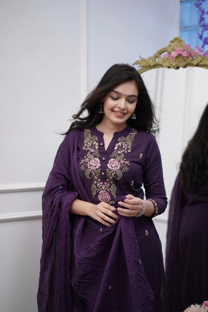 Biba Beautiful Pure Cotton Super Dying Embroidery Suit