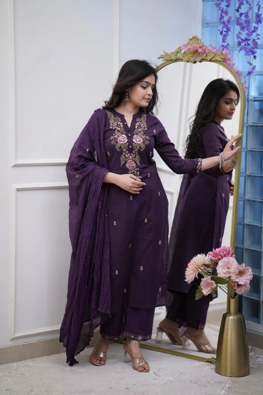 Biba Beautiful Pure Cotton Super Dying Embroidery Suit