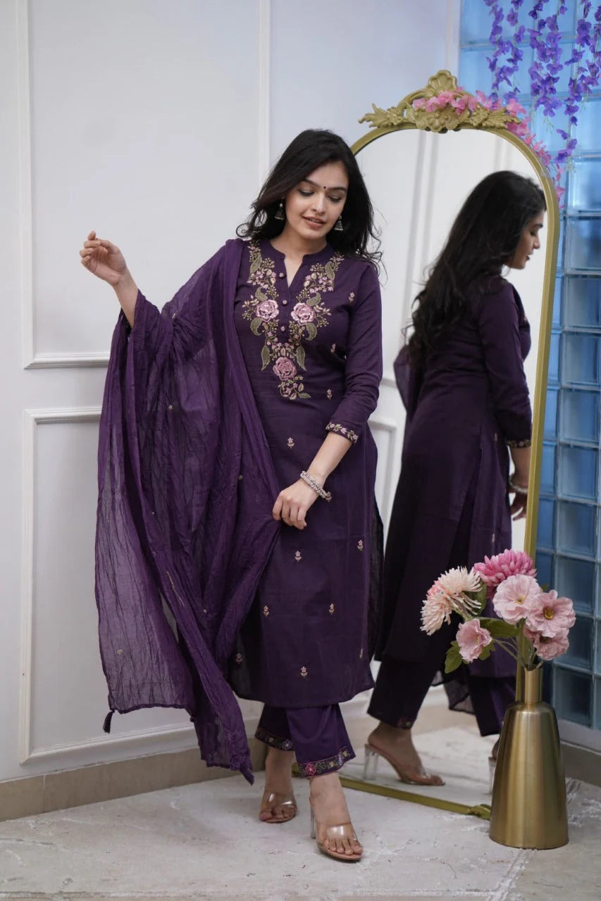 Biba Beautiful Pure Cotton Super Dying Embroidery Suit